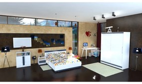 Dormitor Verona pat 140 x 200 gri cu alb