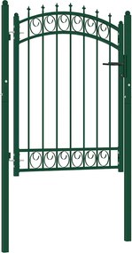 vidaXL Poartă de gard Emmen cu țepi din oțel, verde, 103x109,5 cm