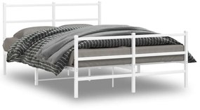 355431 vidaXL Cadru pat metalic cu tăblie de cap/picioare , alb, 135x190 cm