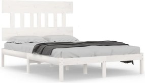 vidaXL Cadru de pat, alb, 160x200 cm, lemn masiv
