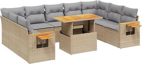 vidaXL Set canapele de grădină cu perne, 11 piese, bej, poliratan