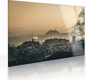 Tablou pe sticlă - Orașul în ceață (70x50 cm)