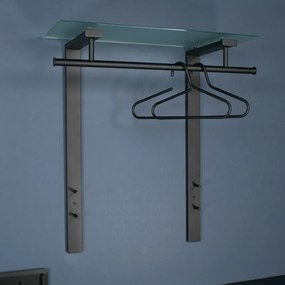 Cuier de perete negru cu raft din metal 80 cm Dutch – Spinder Design