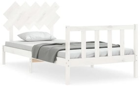3193457 vidaXL Cadru de pat cu tăblie, alb, 100x200 cm, lemn masiv