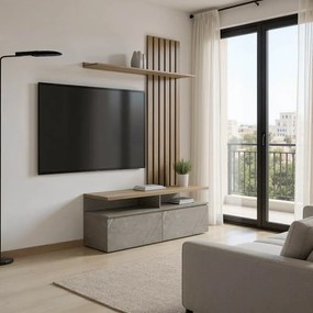 Set Living Palermo PAL Finisaj Marmura Gri-Stejar 140x41x219.5cm