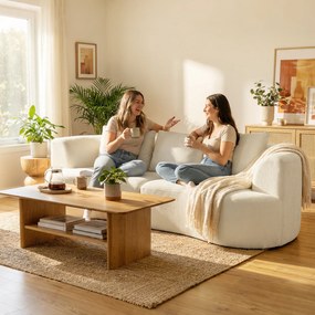 HOMCOM Canapea 3 Locuri Modulară 260cm Fără Structură cu Șezut Generos, Pernă Groasă, 3 Perne, din Catifea, Crem | Aosom Romania