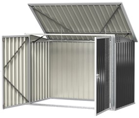 Outsunny Depozit pentru Coșuri de Gunoi Caseta pentru Gunoi Depozit pentru 2 Coșuri de Gunoi Oțel 178,5 x 104,5 x 128,5/113 cm Negru | Aosom Romania