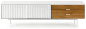Comodă TV albă/în culoare naturală cu aspect de lemn de stejar 180x52 cm Sierra – Teulat