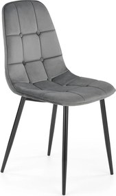 Scaun tapitat K417, gri/negru, stofa catifelata/metal, 46x56x87 cm