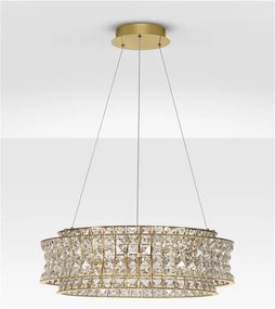 Lustra suspendata LED auriu, cristale sticla CELYSIA 60cm