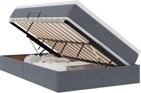 vidaXL Pat cu saltea și spațiu de depozitare Gri închis 120 x 190 cm