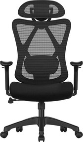 Scaun de birou cu tetieră MAGNUS, max. 150 kg, negru SongmicsHome