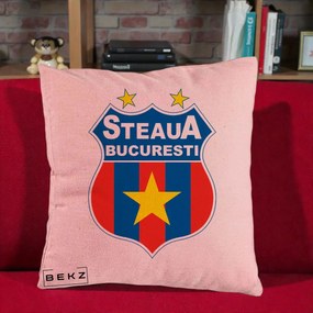 Perna Personalizata Steaua Bucuresti Fotbal, 40x40 cm, Roz, Husa Detasabila, Perna Inclusa, BEKZ®