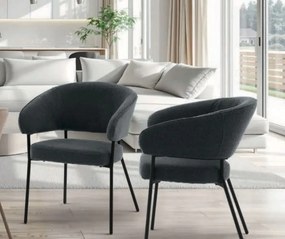 Scaun tip fotoliu OSCAR, tesatura, structura metalica - GRI ANTRACIT