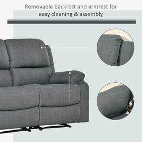 HOMCOM Canapea rabatabilă 2 locuri din material textil, canapea Relax cu șezut independent și brațe, 141.5x95x94.5cm, gri