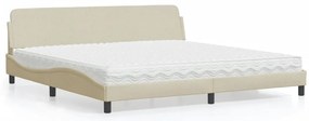 vidaXL Pat cu saltea, crem, 200x200 cm, textil