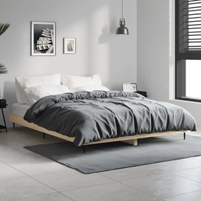 vidaXL Cadru de pat, stejar sonoma, 135x190 cm, lemn prelucrat