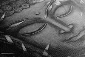Tablou Budha zâmbitor în design alb-negru