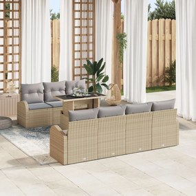 vidaXL Set canapele grădină perne Bej Ratan Poli 8 Piese