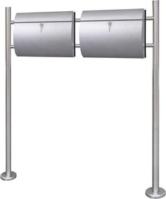 vidaXL Cutie poștală dublă pe suport din oțel inoxidabil