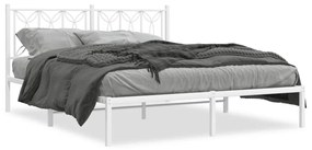 376180 vidaXL Cadru de pat metalic cu tăblie, alb, 160x200 cm