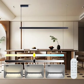 Immax NEO 07307L-LED MADEIRA – lampă suspendată pe cablu, reglabilă, 33W/230V, Wi‑Fi Tuya, 152 cm, neagră