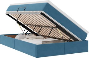 vidaXL Pat cu saltea și spațiu de depozitare albastru 120 x 190 cm