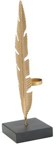 Sfeșnic decorativ Mauro Ferretti Feather, înălțime 34 cm, auriu