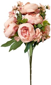Bujori roz-somon artificiali ELIZABETH, 45cm