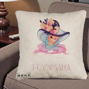 Perna Personalizata Zodie Fecioara, 40x40 cm, Bej Canapea, Husa Detasabila, Perna Inclusa, BEKZ®