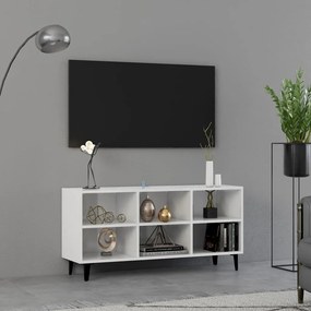 Comoda TV cu picioare metalice, alb extralucios, 103,5x30x50 cm 1, Alb foarte lucios, 103.5 x 30 x 50 cm