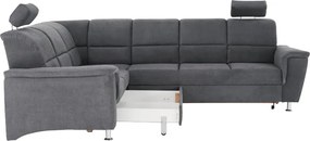 Colţar extensibil, material textil gri, model stânga, SANTIAGO