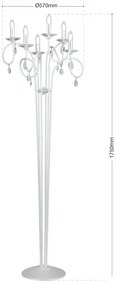 Lampadar stil clasic cu cristale Swarovski Giada argintiu mat