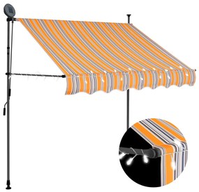 vidaXL Copertină retractabilă manual cu LED, galben & albastru, 150 cm