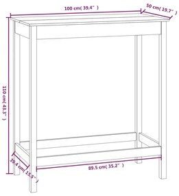 Masa de bar, alb, 100x50x110 cm, lemn masiv de pin 1, Alb, 100 x 50 x 110 cm