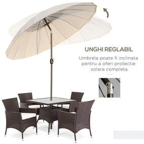 Outsunny Umbrelă de Grădină sau Terasă, Reglabilă cu Manivelă, Crem Alb, Ф255cm | Aosom Romania