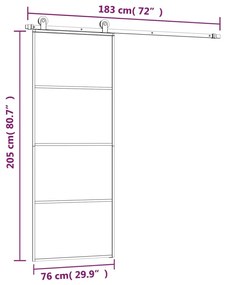 Usa glisanta cu set feronerie, 76x205 cm, sticla ESG aluminiu 1, 76 x 205 cm, 3 bare orizontale