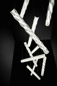 Lustra LED design tehnico-decorativ realizat manual Hugo orizontal prisma