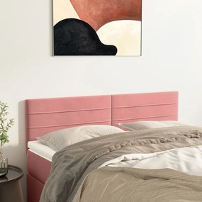 346157 vidaXL Tăblii de pat, 2 buc, roz, 72x5x78/88 cm, catifea