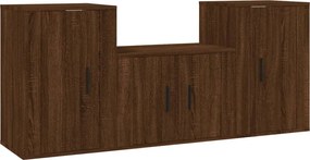 vidaXL Set dulap TV, 3 piese, stejar maro, lemn prelucrat