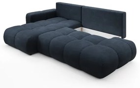 Colțar extensibil ALMADA, tapițat, cu spațiu de depozitare, formă L, varianta stânga, albastru