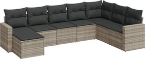 vidaXL Set mobilier de grădină cu perne, 8 piese gri deschis poliratan