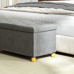 HOMCOM Banc de depozitare capăt de pat pliabil volum 67 L capacité de charge 120 kg avec couvercle 76L x 38l x 38H cm gris | Aosom Romania