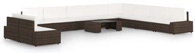 vidaXL Set mobilier de grădină cu perne, 11 piese, maro, poliratan
