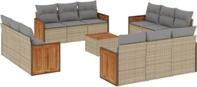 vidaXL Set canapele de grădină, 13 piese, cu perne, bej, poliratan