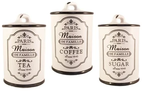 Set Ceramic PARIS, 3 recipiente pentru depozitare, Alb