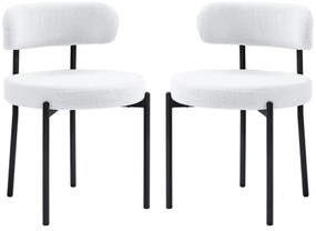 HOMCOM Set 2 scaune de dining, Captușire în Fleece, Scaune cu șezut captusit, Picioare din Metal, Crem | Aosom Romania