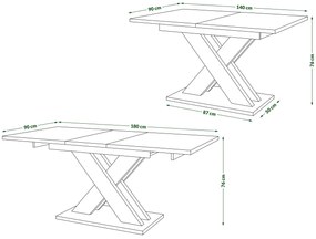 Mazzoni KARO Bej (Șampanie)/Stejar Artisan – MASĂ/MĂSUȚĂ CAFEA MODERNĂ CU BLAT EXTENSIBIL până la 180 cm