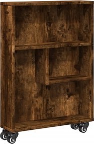 vidaXL Cărucior depozitare îngust, stejar fumuriu, 48x13x68 cm, lemn