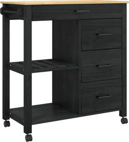 vidaXL Troler de Bucătărie MONZA Negru 84 x 40 x 88,5 cm